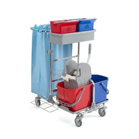   TTS Takarítókocsi Tecno01 (2vödrös felmosókocsi, szennyestartó, 2 kis vödör)