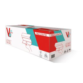   V hajtogatott kéztörlő 2 rétegű, fehér, 21x23cm, 100% cellulóz, 10x220 lap/karton