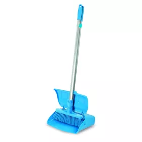   Igeax higiéniai műanyag billenős szemetes lapát és seprű 28cm széles, 80cm nyéllel kék 0,5 mm,