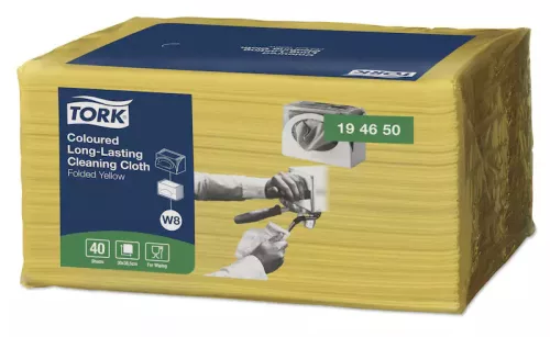 Tork tisztítókendő W8 színes többször használható Premium 40lap/csg, 8csg/karton, sárga