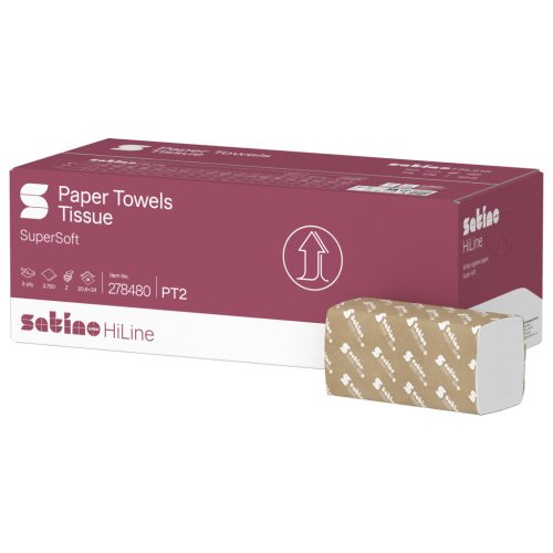 Satino Wepa Prestige Z hajtogatott kéztörlő 2 rétegű, fehér, 20,6x24cm, 25x150 lap/karton