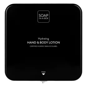   Soap-In-A-Box fényes fekete kéz- és testápoló adagoló, előlap