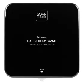   Soap-In-A-Box fényes fekete tusfürdő és sampon adagoló, előlap