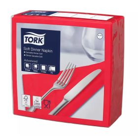   Tork szalvéta Soft Dinner 3r., 39X39, PIROS, 100db/csg, 12csg/karton