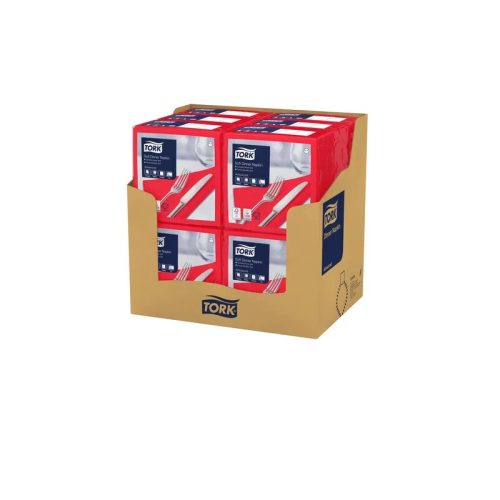 Tork szalvéta Soft Dinner 3r., 39X39, PIROS, 100db/csg, 12csg/karton