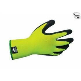   Kesztyű mártott latex, Hi-Vis Grip Glove-Latex Foam, sárga/fekete "L" (12 pár/gyűjtő)