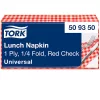 Tork szalvéta Lunch Universal PIROS KOCKÁS 1r., 1/4 hajtás, 33X32cm, 400db/csg, 8csg/karton