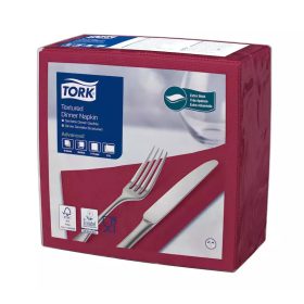   Tork szalvéta textilhatású Dinner, 39,5X39,5cm, BORDÓ, 1/4 hajtás, 50 lap/csg, 20csg/karton