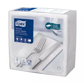   Tork szalvéta textilhatású Dinner, 39,5X39,5cm, FEHÉR, 1/8 hajtás, 50 lap/csg, 20csg/karton