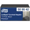 Tork szalvéta Linstyle koktél, premium textilhatású, FEKETE, 1/4, 100db/csg, 14csg/karton