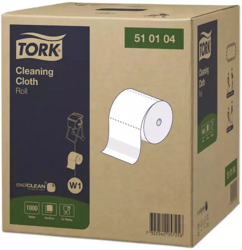 Tork tisztítókendő W1 tekercses Premium, 1r., fehér, 380m/tek, 1000lap/tek