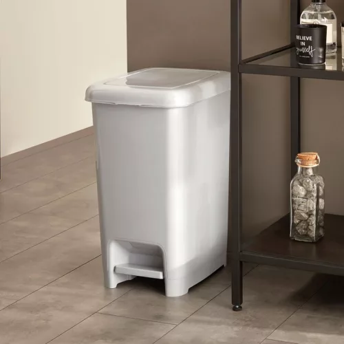 Dunya Plastik Slim pedálos szemetes, 40L, Fehér