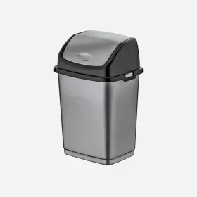   Dunya Fantasy billenőfedeles szemetes, 35L (12db/karton) Szürke/fekete