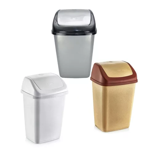 Szemetes billenős 35L,  Poly Time Fantastic E-244 (12db/karton) fekete / antracit