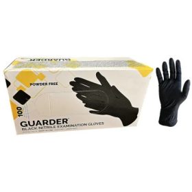   Gumikesztyű Guarder nitril PÚDER NÉLKÜLI, FEKETE ERŐSÍTETT 5,5g "M" 100db/doboz, 10doboz/karton