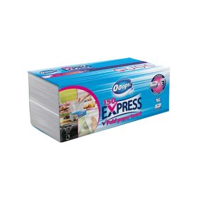   Ooops! kéztörlő KÜLÖN CSOMAGOLT, ADAGOLHATÓ V hajt., 2r., fehér, 150lap/csg, 20csg/karton, 16karton/raklap