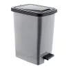 Műanyag pedálos szemetes, ezüst/szürke 15L