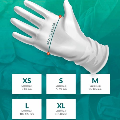MERCATOR gumikesztyű Santex powdered latex púderes vizsgálókesztyű "S" (100db/doboz, 10doboz/karton)