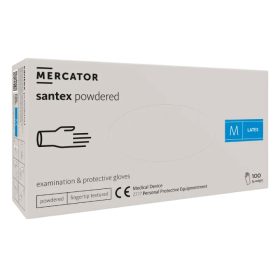   MERCATOR gumikesztyű Santex powdered latex púderes vizsgálókesztyű "M" (100db/doboz, 10doboz/karton)