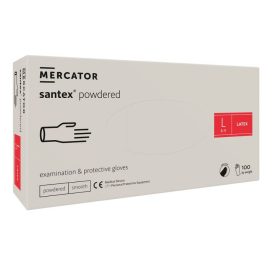   MERCATOR gumikesztyű Santex powdered latex púderes vizsgálókesztyű "L" (100db/doboz, 10doboz/karton)