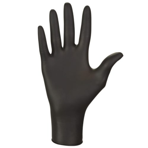 MERCATOR gumikesztyű Nitrylex black nitril púdermentes fekete vizsgálókesztyű "XS" (100db/doboz, 10doboz/karton)