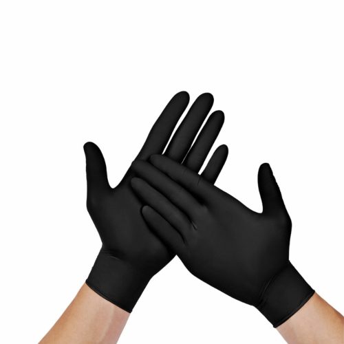 MERCATOR gumikesztyű Nitrylex black nitril púdermentes fekete vizsgálókesztyű "L" (100db/doboz, 10doboz/karton)