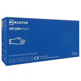   MERCATOR gumikesztyű NITRYLEX BASIC A100 BLUE - nitril púdermentes kék vizsgálókesztyű "L" (100db/doboz, 10doboz/karton)