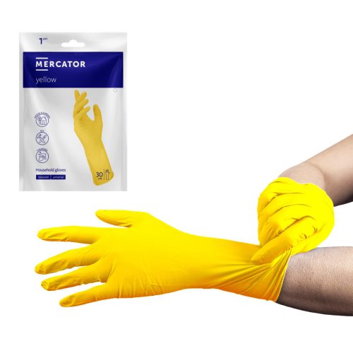 MERCATOR gumikesztyű yellow háztartási "M" (1 pár/csomag, 240csg/karton)