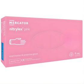  MERCATOR gumikesztyű Nitrylex pink nitril púdermentes világos rózsaszín vizsgálókesztyű "M" (100db/doboz, 10doboz/karton)