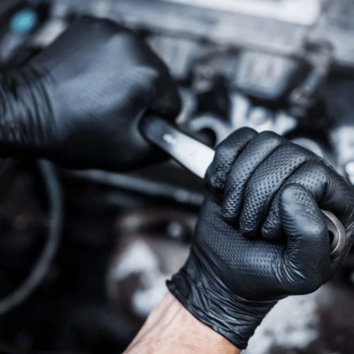 MERCATOR gumikesztyű gogrip (black)nitril védőkesztyű fekete púdermentes, gyémánt textúrált "S" (50db/doboz, 10doboz/karton)