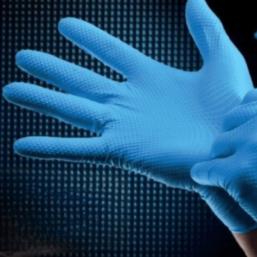 MERCATOR gumikesztyű gogrip (blue)nitril védőkesztyű kék púdermentes, gyémánt textúrált "S" (50db/doboz, 10doboz/karton)