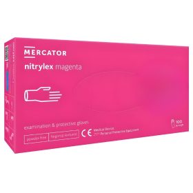   MERCATOR gumikesztyű Nitrylex magenta, nitril púdermentes magenta (intenzív pink) színű vizsgálókesztyű "S" (100db/doboz, 10doboz/karton)