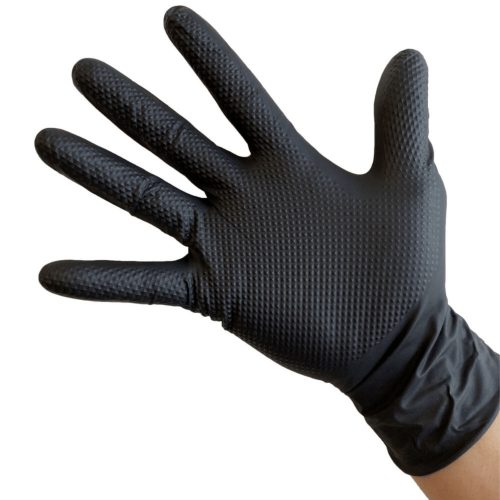 MERCATOR gumikesztyű gogrip (black)nitril védőkesztyű fekete púdermentes, gyémánt textúrált "XL" (50db/doboz, 10doboz/karton)