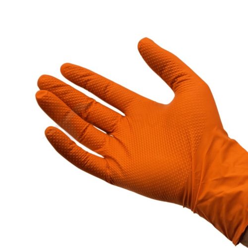MERCATOR gumikesztyű gogrip (orange)nitril védőkesztyű narancs púdermentes, gyémánt textúrált "XL" (50db/doboz, 10doboz/karton)