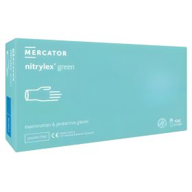   MERCATOR gumikesztyű Nitrylex green nitril púdermentes mentazöld vizsgálókesztyű "XS" (100db/doboz, 10doboz/karton)