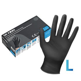   SETINO gumikesztyű Nitril - 3.5g  Fekete "L" (100db/doboz, 10doboz/karton)