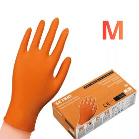   SETINO gumikesztyű Nitril - 8.5g  Narancssárga, ERŐSÍTETT "M" (50db/doboz, 10doboz/karton)