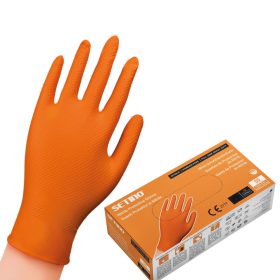   SETINO gumikesztyű Nitril - 8.5g  Narancssárga, ERŐSÍTETT "L" (50db/doboz, 10doboz/karton)
