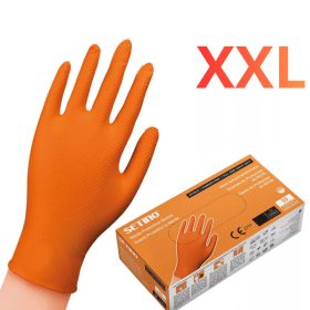   SETINO gumikesztyű Nitril - 8.5g  Narancssárga, ERŐSÍTETT "XXL" (50db/doboz, 10doboz/karton)