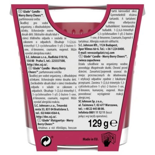 Glade illatgyertya 112g (6db/karton) Winter Berries