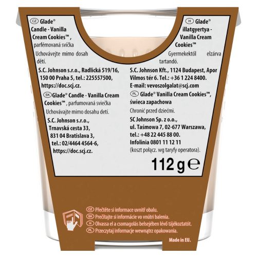 Glade illatgyertya 112g (6db/karton) Vanilla Cream Cookies
