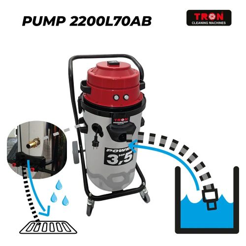 Tron Pump 2200L70A ipari nedves-száraz porszívó beépített szivattyúval – 80L