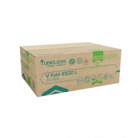   Tubeless V Hajtogatott kéztörlő 2 rétegű, fehér, recy  22x21cm, 20x225lap 4500lap/karton