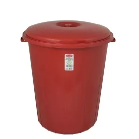   Kerek szemetes kuka, fedéllel, műanyag, eco piros 70 literes