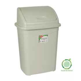   Billenőfedeles szemetes kuka, műanyag, szürke eco, 16 literes
