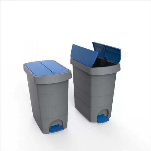 Pelikán Slim pedálos szemetes eco antracit színű, sárga fedéllel 60literes