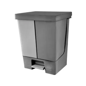  Pedálos szemetes kuka DUO, osztott, műanyag, ECO antracit, 50L