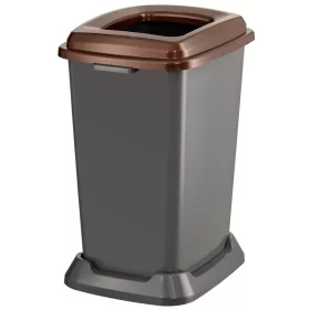   Szelektív hulladékgyűjtő konténer, műanyag, nyitott fedeles, barna, 50L