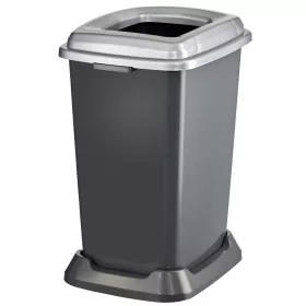   Szelektív hulladékgyűjtő konténer, műanyag, nyitott fedeles, fém színű, 50L